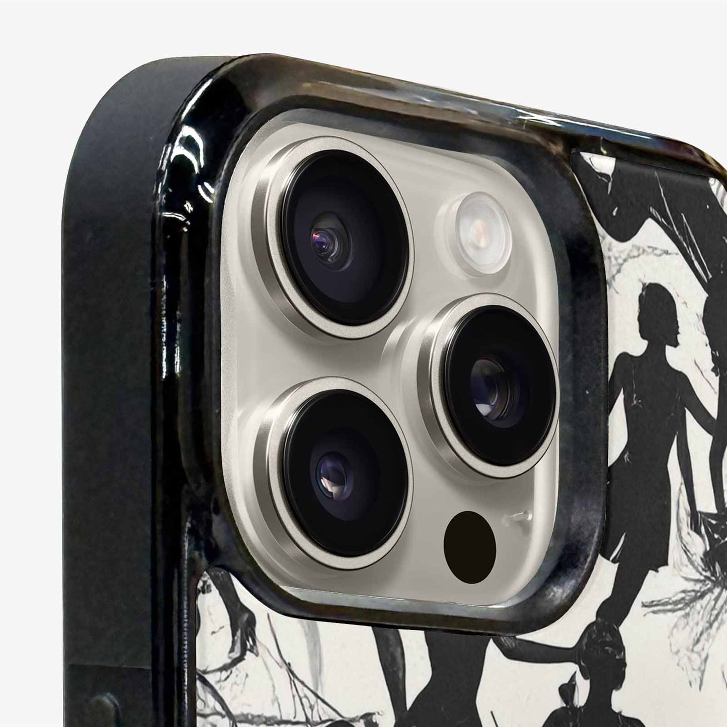 iPhone 15 Pro Max Case — Bold Dancing Figure Line Art Pattern, Unique Phone Case Design