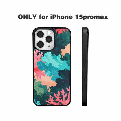 iPhone 15 Pro Max Case — Camo Coral Turquoise, Custom Made Phone Cover