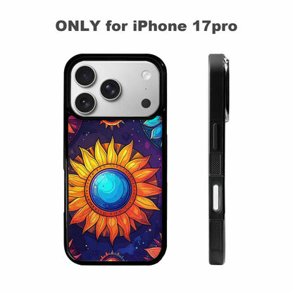 iPhone 17 Pro Case — Iridescent Fantasy Sun Disc Original Art, Custom Printed Phone Case
