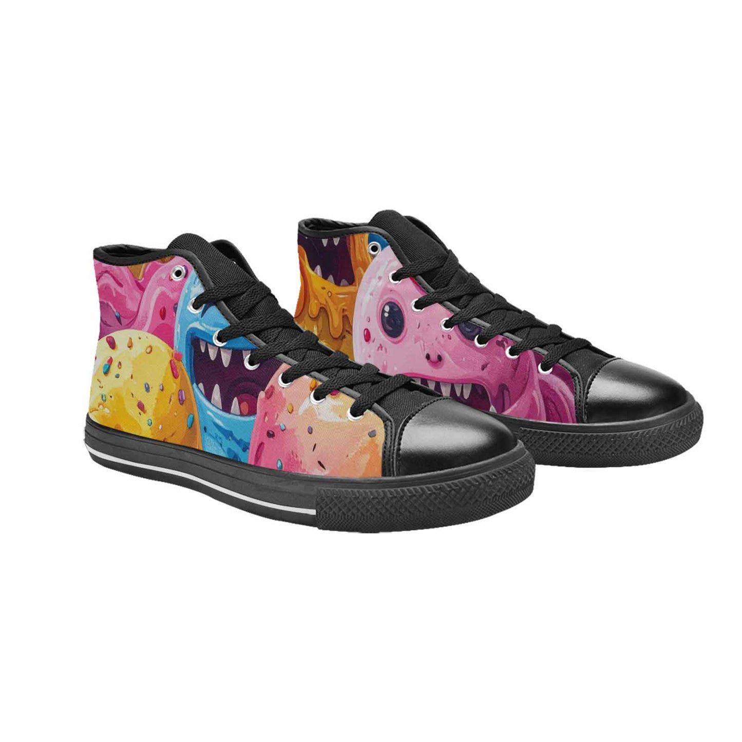 MEN'S Melting Icecream Monster Cherry High Top Canvas Vibrant Chaos Shoes