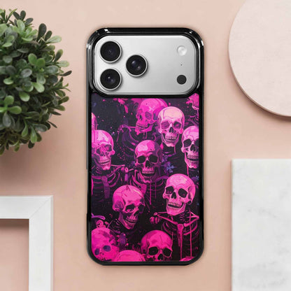 iPhone 17 Pro Max Case — Skeletons Neon Pink Glowskelet Original Art, Original Design Phone Case