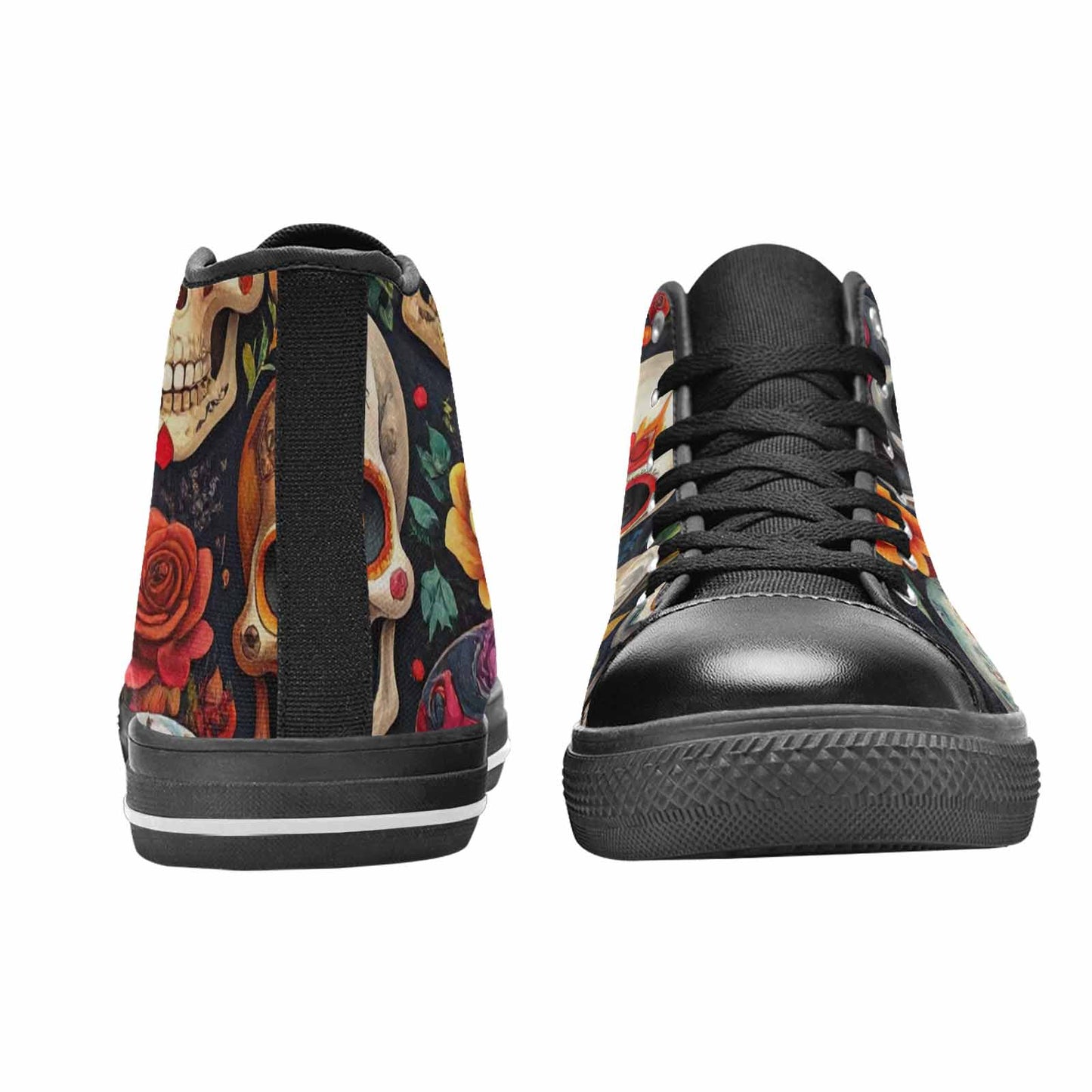 WOMEN'S Skull High Top Canvas Vivid Custom Shoes