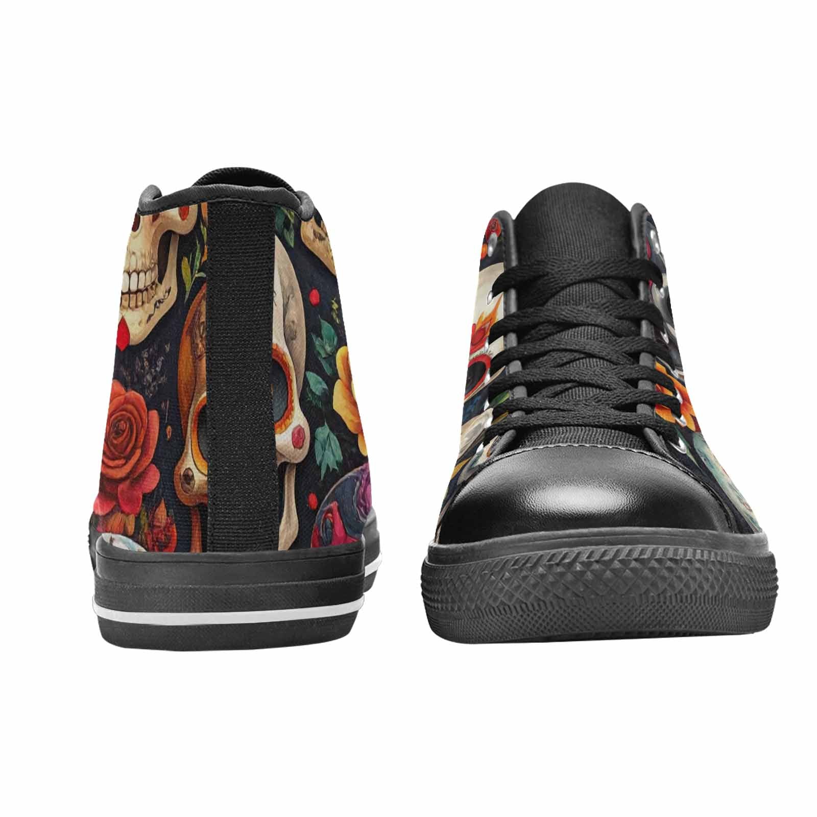 WOMEN'S Skull High Top Canvas Vivid Custom Shoes