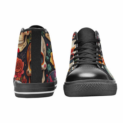 WOMEN'S Skull High Top Canvas Vivid Custom Shoes