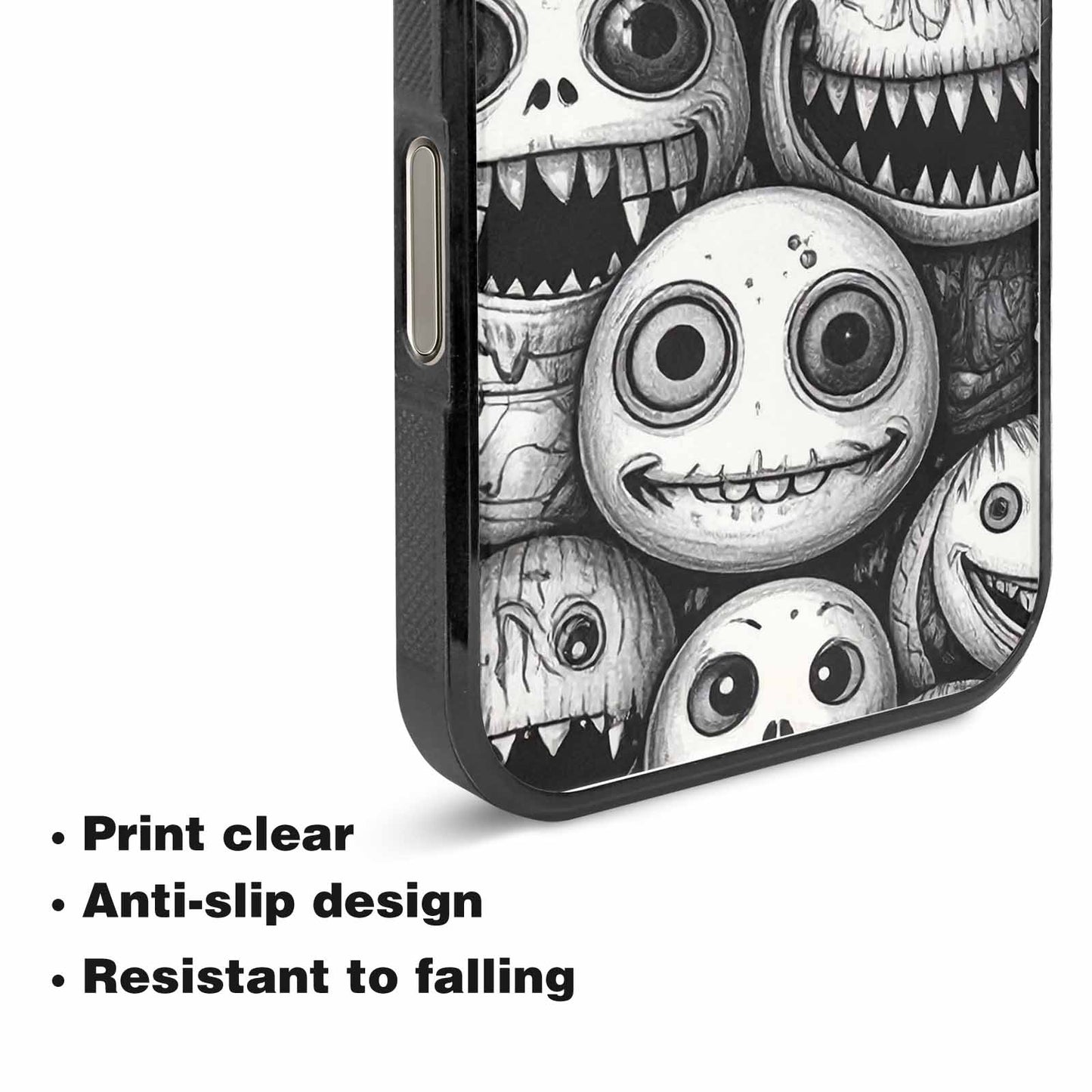 iPhone 15 Pro Max Case — Black And White Monster Face Collage, Customized Protective Case