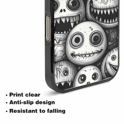 iPhone 15 Pro Max Case — Black And White Monster Face Collage, Customized Protective Case