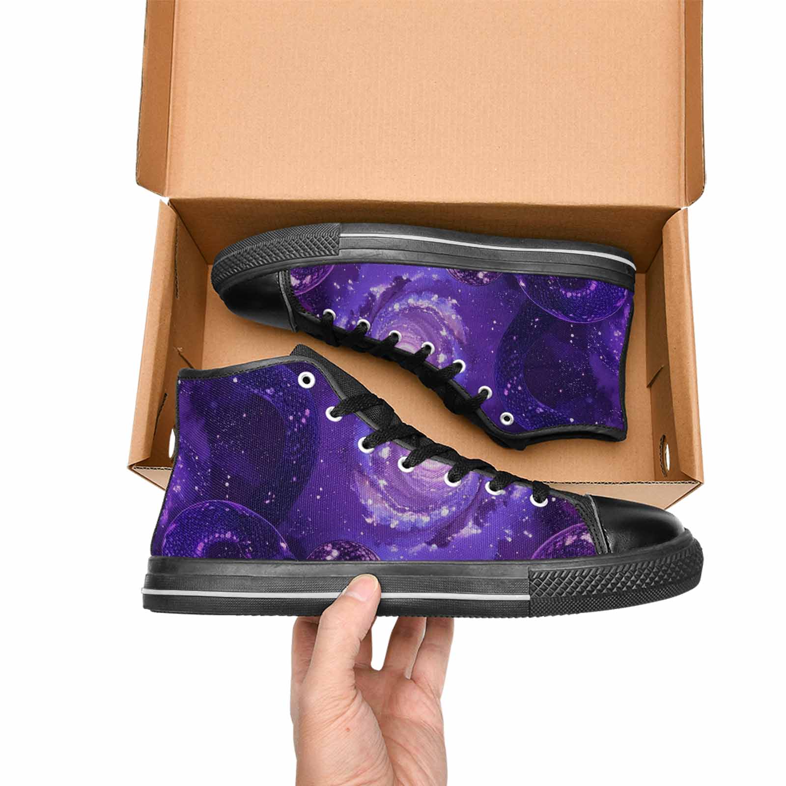 MEN'S Galaxy Snake Print High Top Canvas Vivid Sneakers