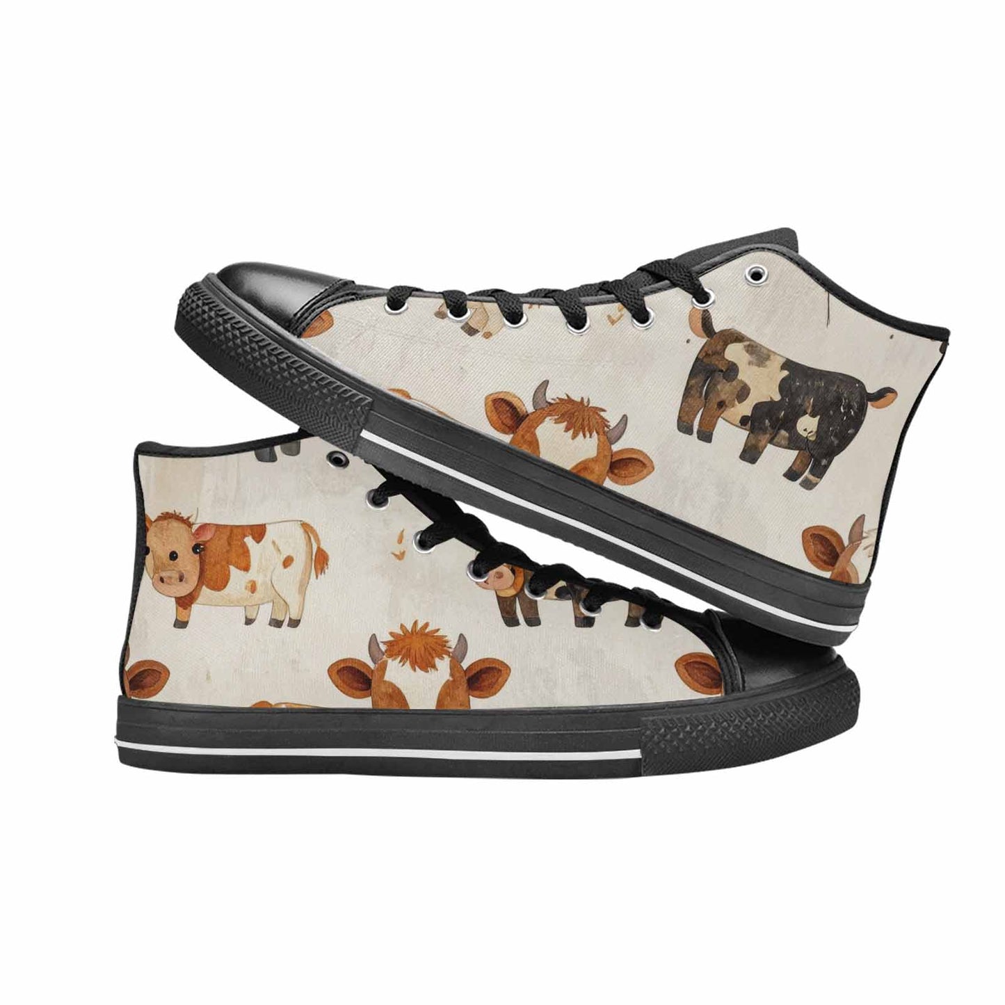 MEN'S Cow Animal Print High Top Canvas Neon Fantasy Sneakers