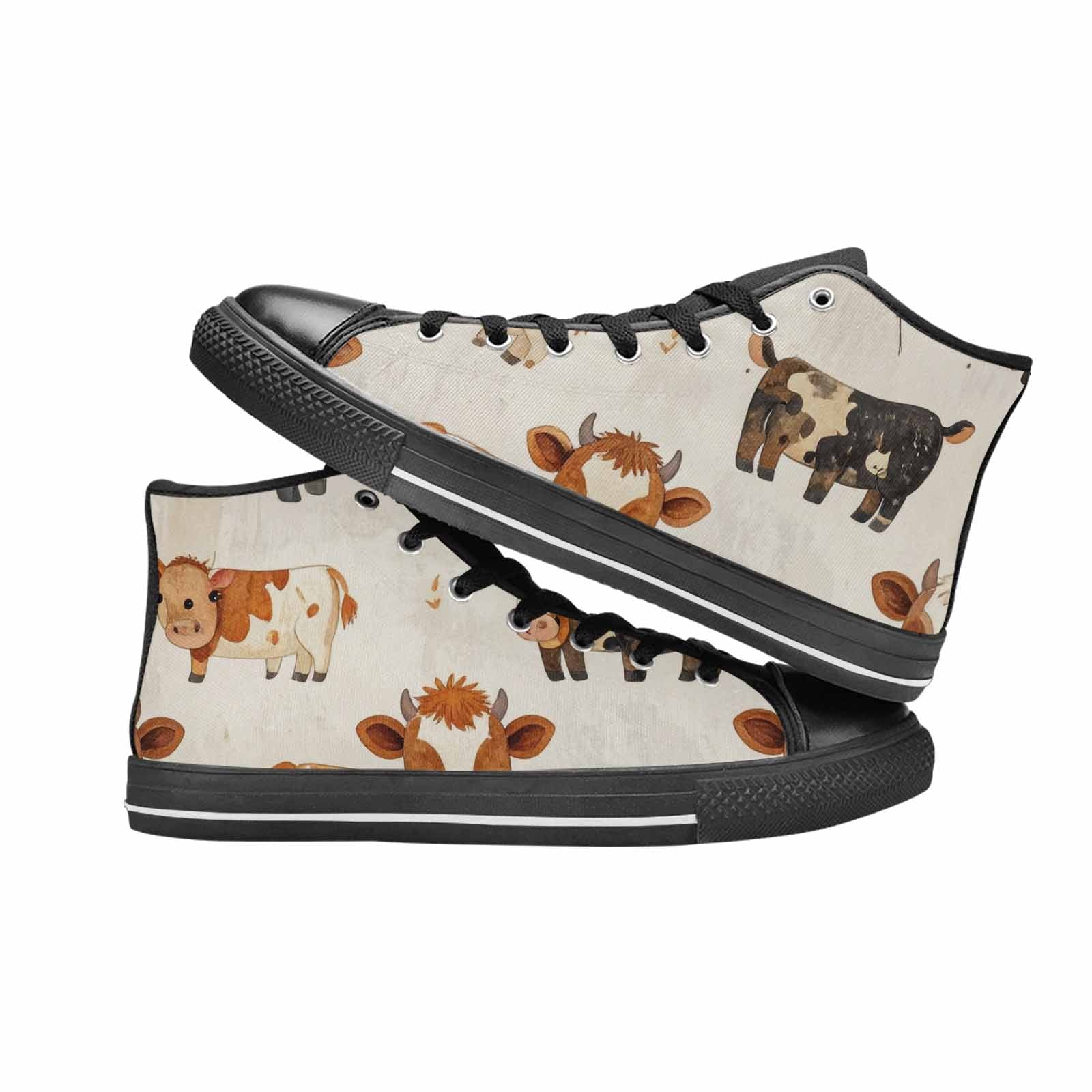 MEN'S Cow Animal Print High Top Canvas Neon Fantasy Sneakers
