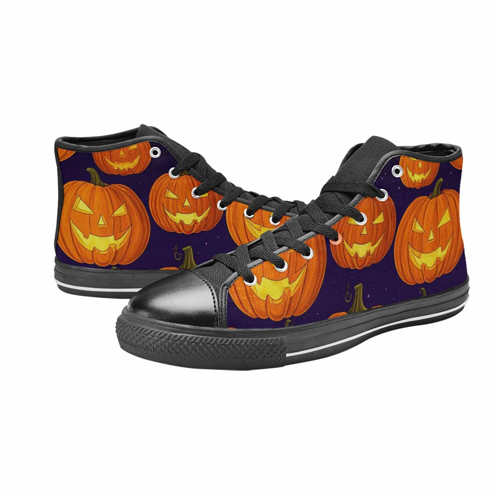 WOMEN'S Halloween Jackolantern Purple Sky High Top Canvas Surreal Custom Shoes