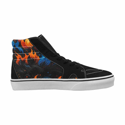MEN'S Flame Burst High Top Canvas Grunge Custom Shoes