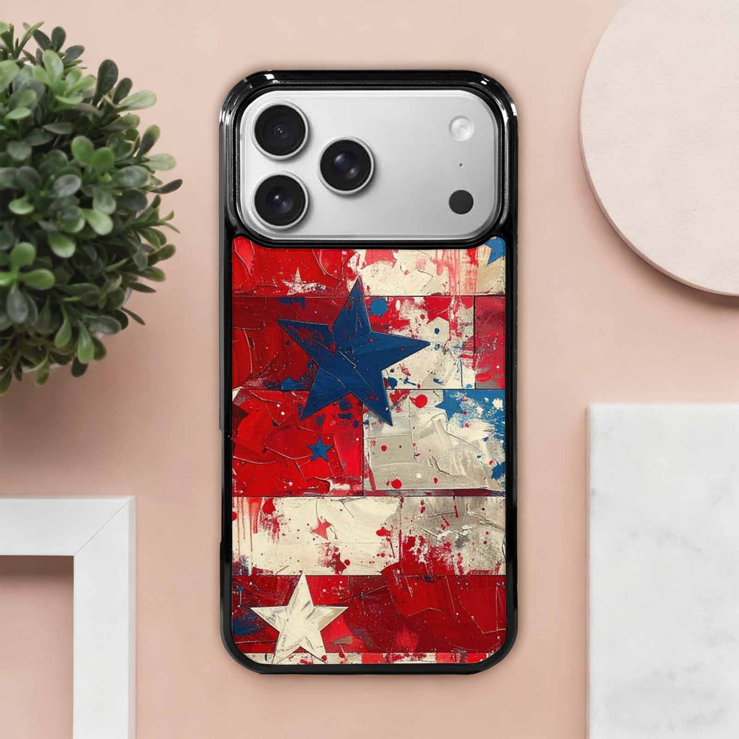 iPhone 17 Pro Max Case — Patriotic Stars And Stripes Galaxy Space, Custom Printed Phone Case