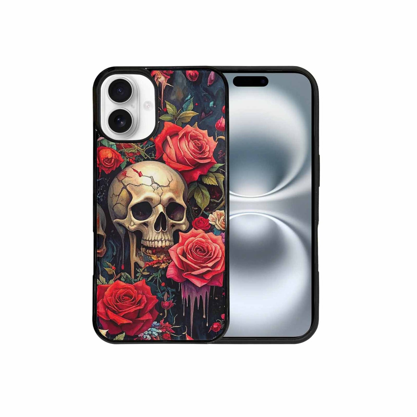 iPhone 16 Plus Case — Skulls And Rosesmelting Skulls A Agl, Custom Printed Phone Case