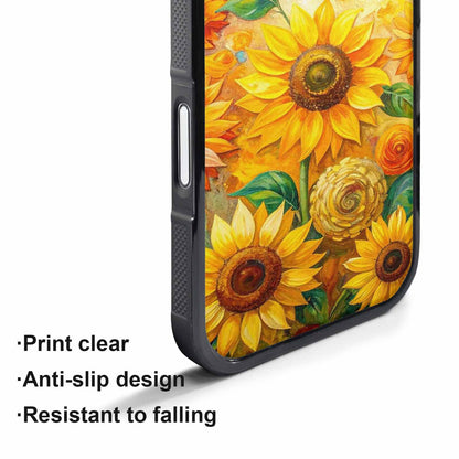 iPhone 17 Pro Max Case — Impressionist Sunflower Brushstroke Pattern Floral, Custom Print Case Cover