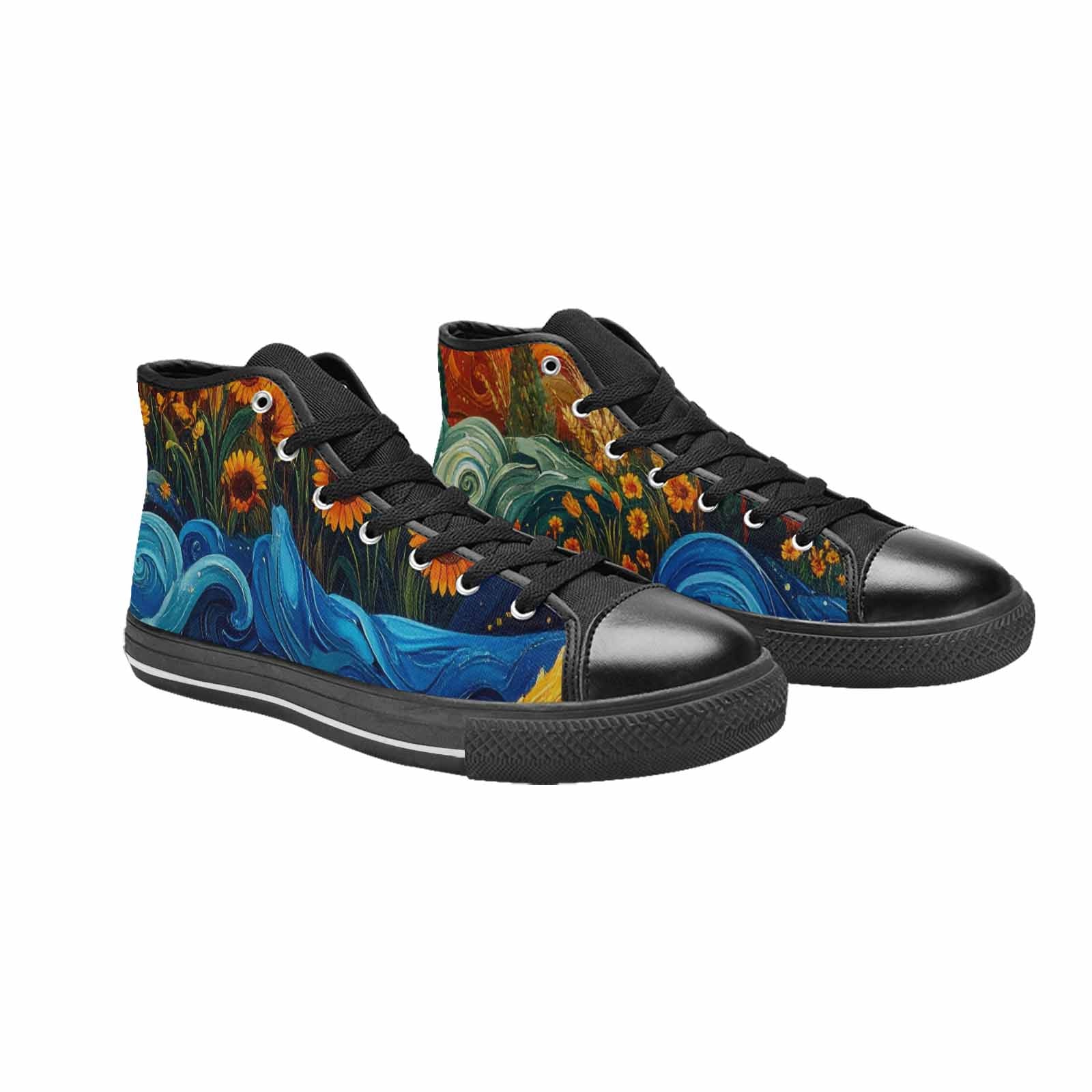 MEN'S Van Gogh-Style Swirl High Top Canvas Vivid Custom Shoes