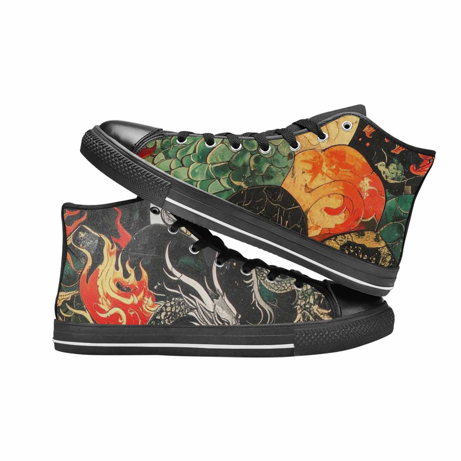 WOMEN'S Dragon Scale Fantasy High Top Canvas Grunge Custom Sneakers