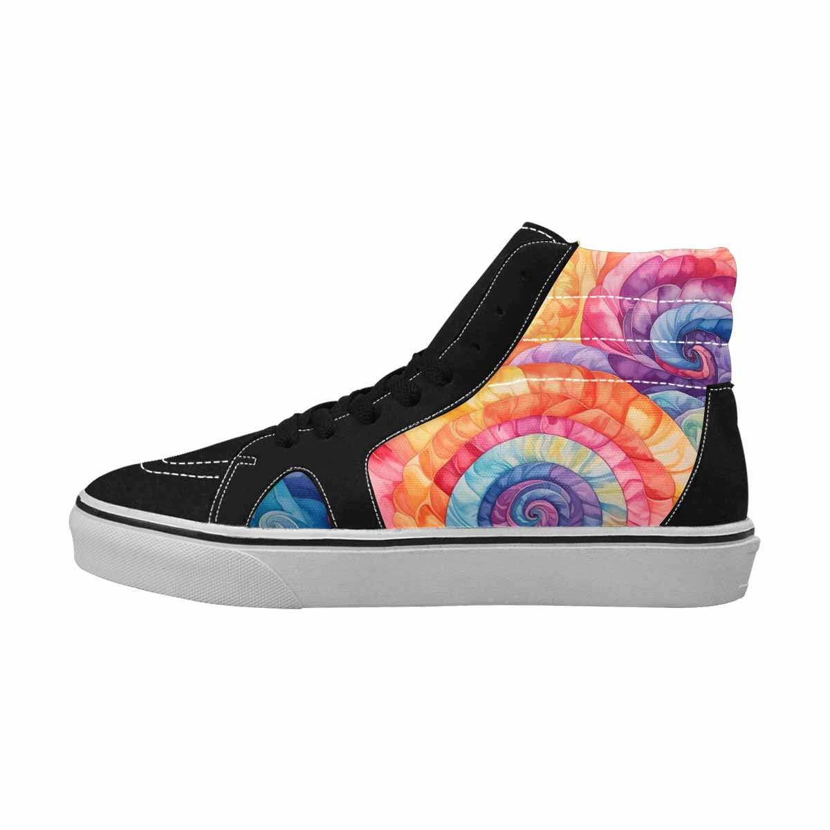 MEN'S Tie Dye Swirls Tie High Top Canvas Dreamcore Custom Shoes