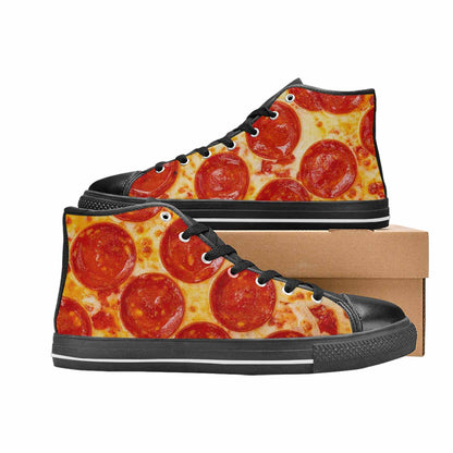 MEN'S Pepperoni Pizza Print High Top Canvas Vivid Custom Sneakers