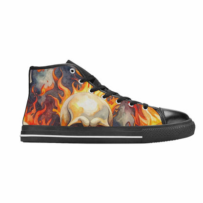 WOMEN'S Skulls - Flaming High Top Canvas Dreamcore Custom Sneakers