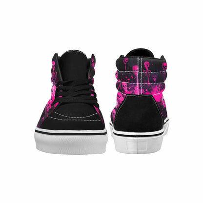 MEN'S Skeletons  Neon Pink High Top Canvas Cottagecore Sneakers