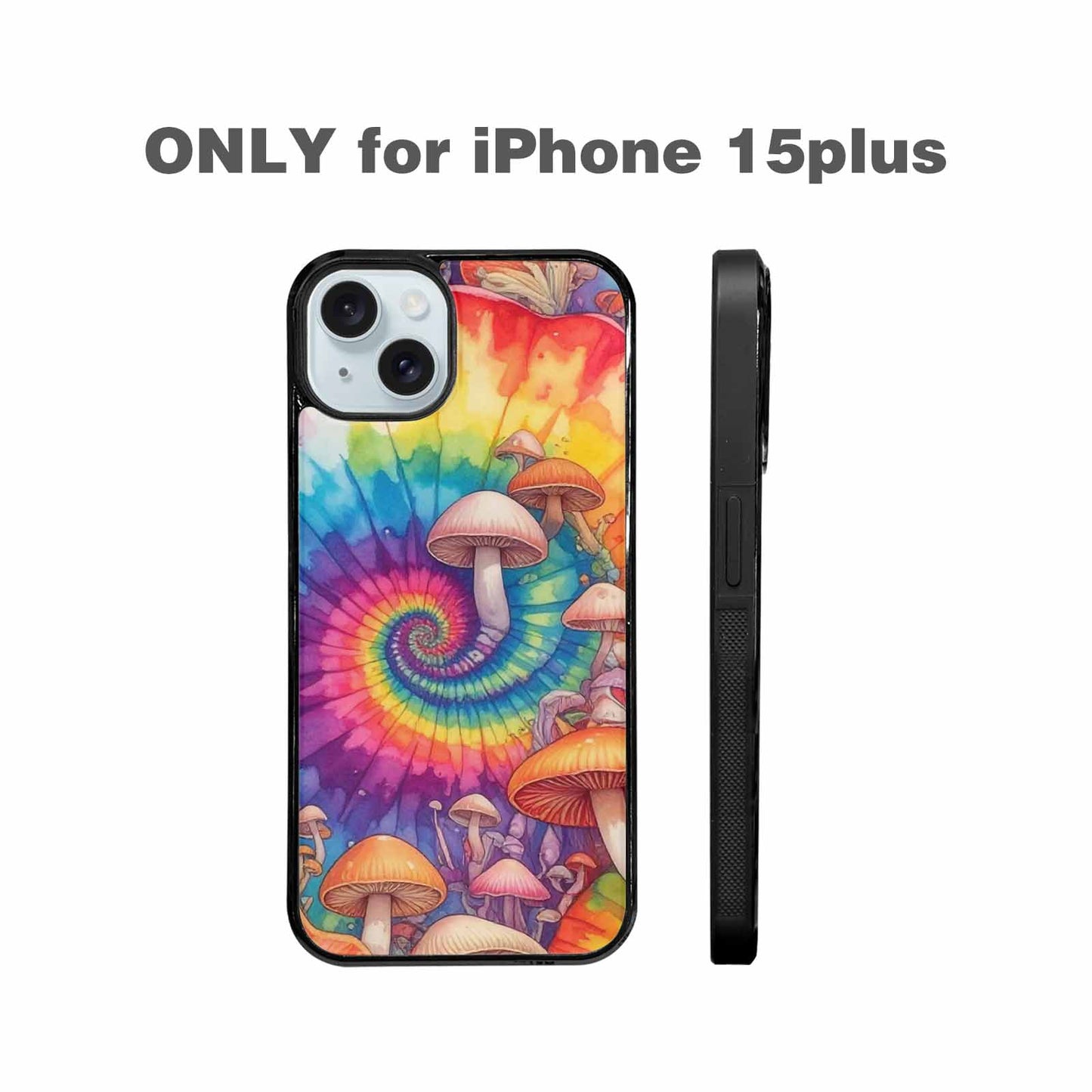 iPhone 15 Plus Case — Mushrooms Tie Dyemushrooms Pat 3w3, Custom Print Case Cover