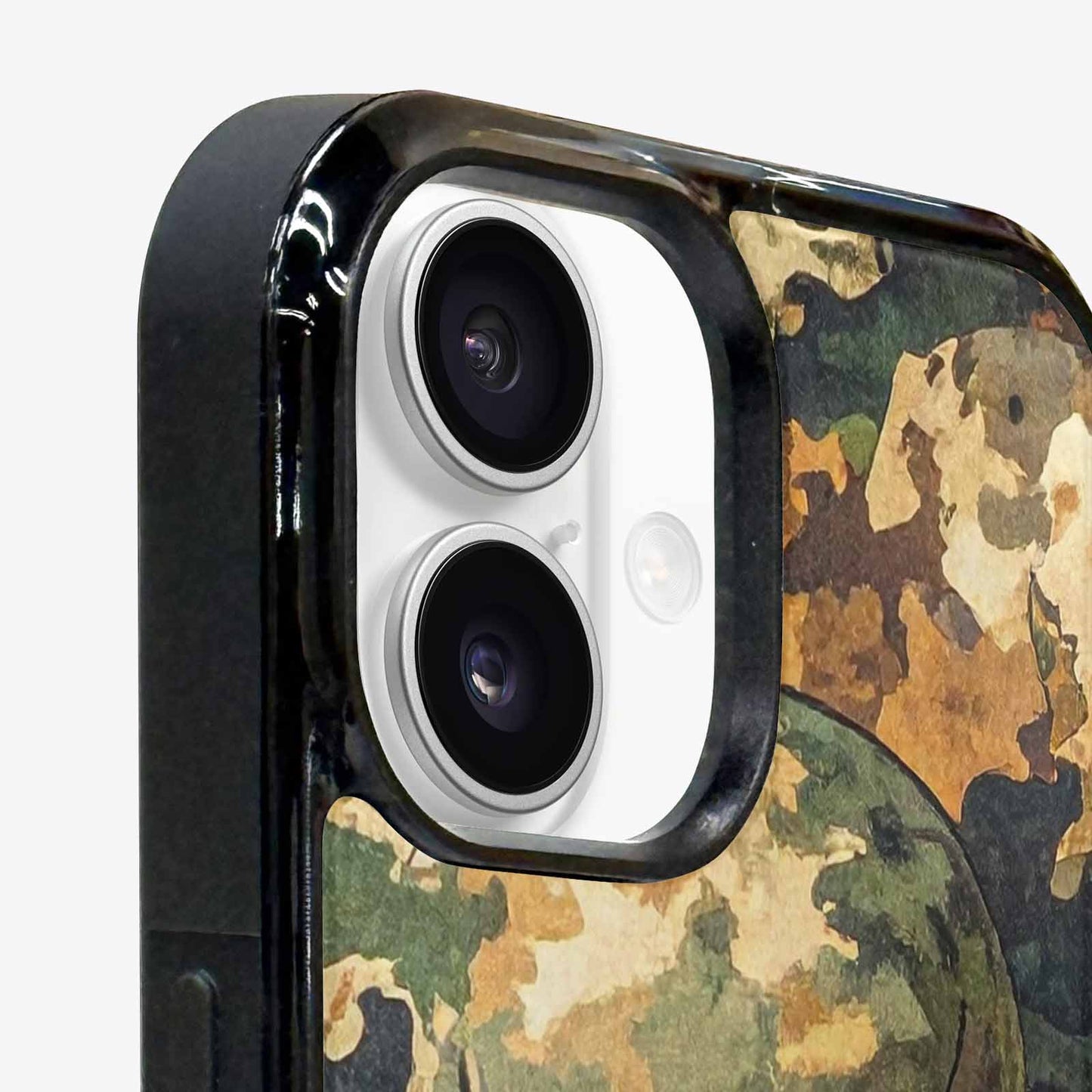 iPhone 16 Plus Case — Military Camo Texture Combined With Distressed, Unique Phone Case Design