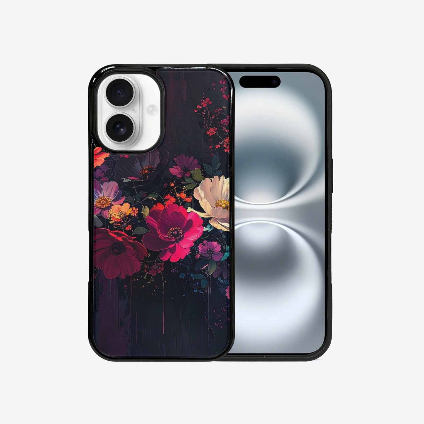 iPhone 16 Case — Shadowy Glitch Floral Pattern Hundreds Of, Custom Print Case Cover