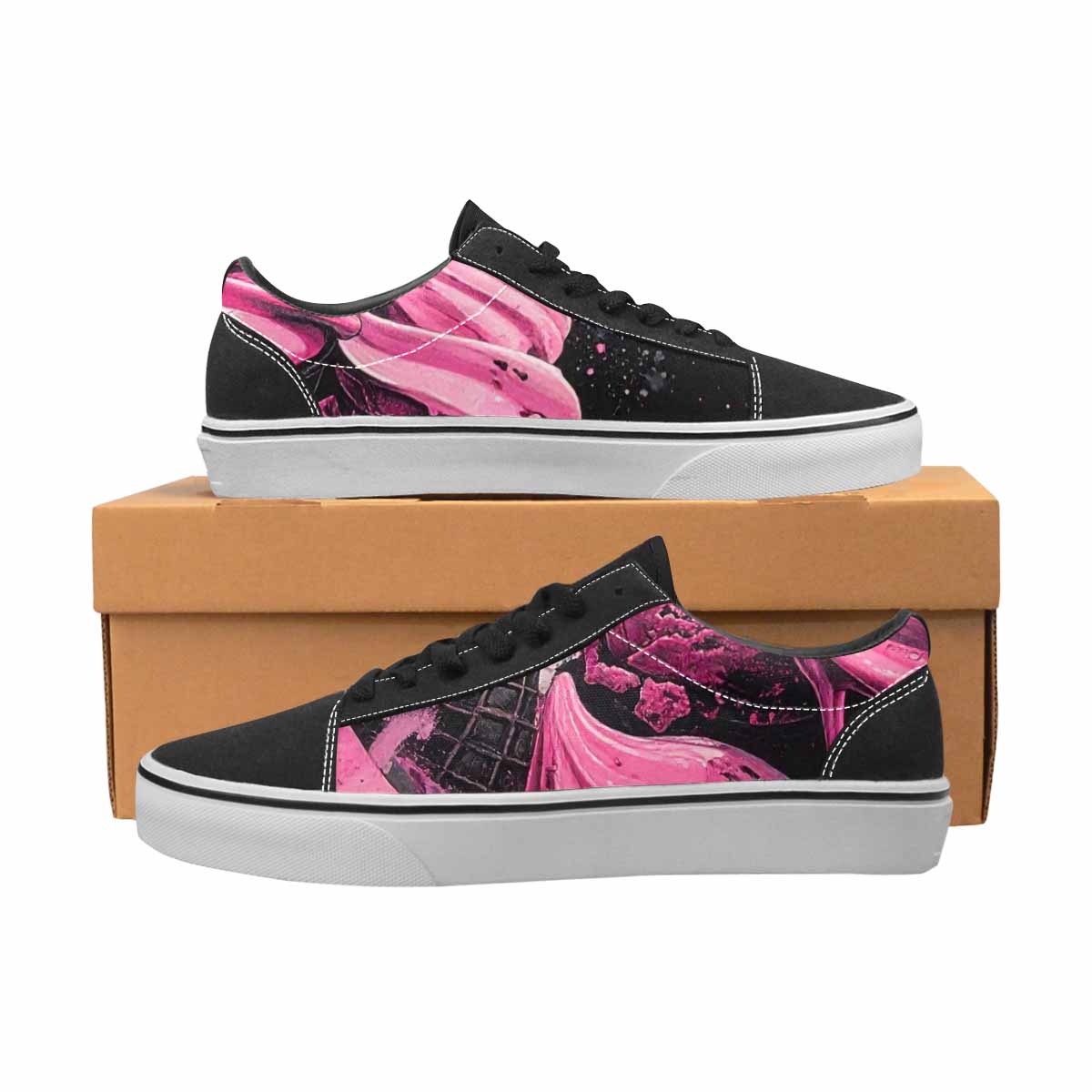 WOMEN'S Ice Cream Motif Lace-Up Canvas Vivid Sneakers