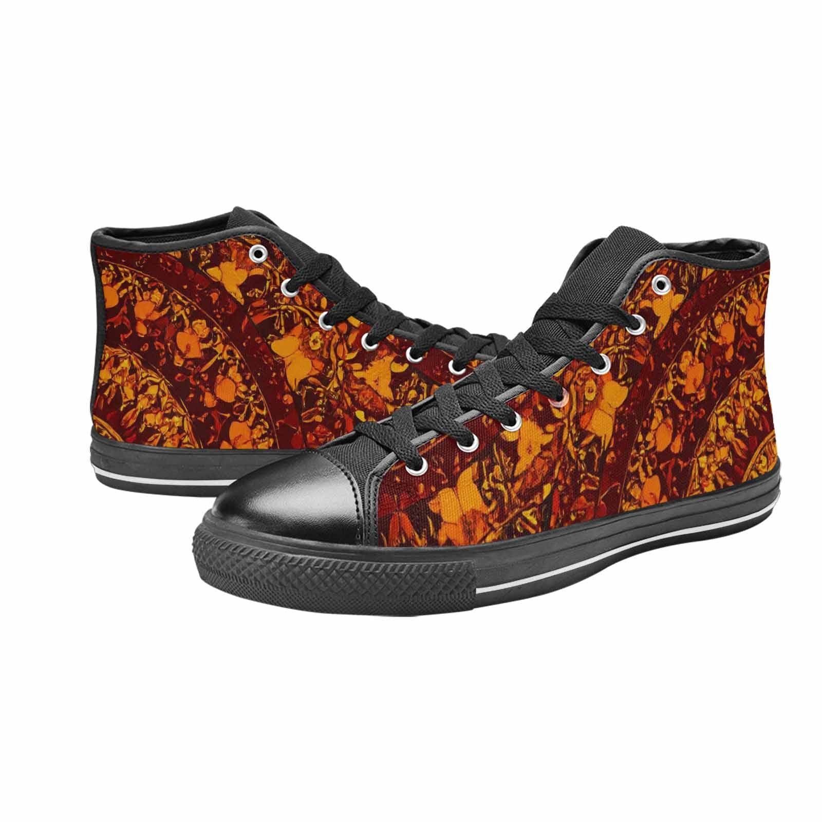 WOMEN'S Mandala Lions High Top Canvas Neon Fantasy Shoes