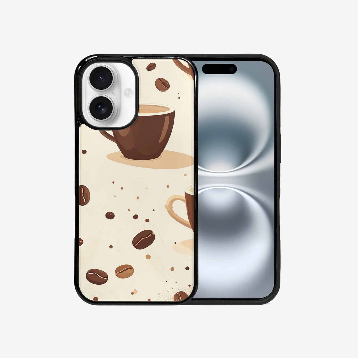 iPhone 16 Case — Coffee Cup And Bean Pattern Seamless, Custom Printed Phone Case