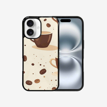 iPhone 16 Case — Coffee Cup And Bean Pattern Seamless, Custom Printed Phone Case
