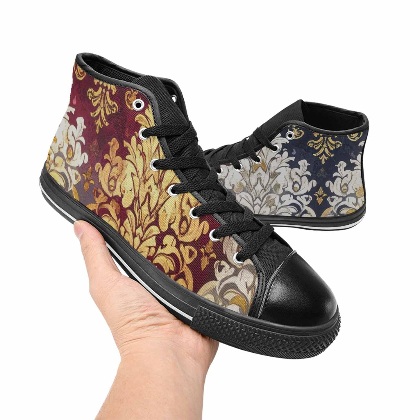 WOMEN'S Damask Ornamental Wallpaper High Top Canvas Aesthetic Shoes