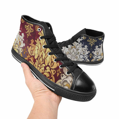 WOMEN'S Damask Ornamental Wallpaper High Top Canvas Aesthetic Shoes