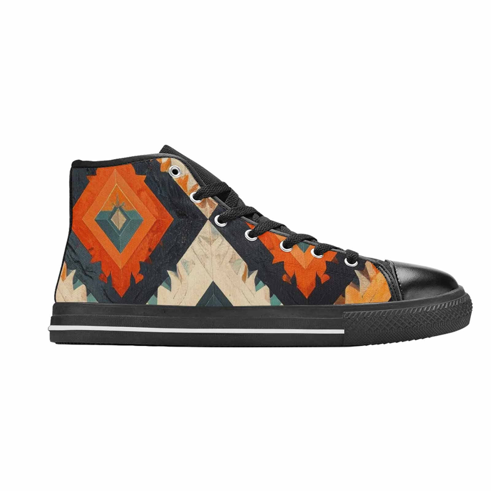 MEN'S Southwestern Geometric Diamond High Top Canvas Vibrant Chaos Shoes