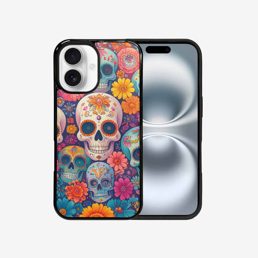 iPhone 16 Case — Ornate Candy Color Skull Pattern Hundreds, Personalized Phone Case