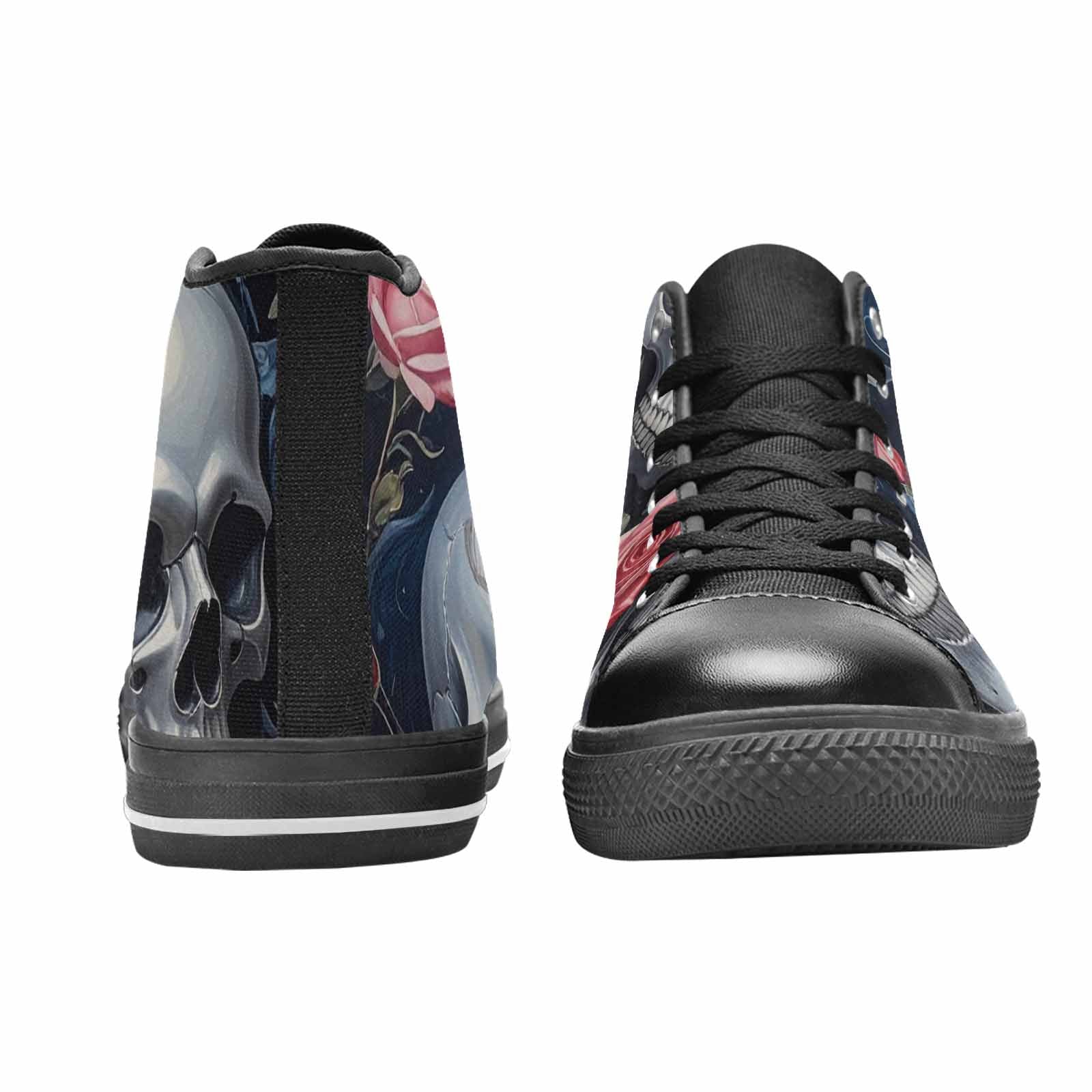 WOMEN'S Skulls Roses Chrome Airbrush High Top Canvas Cottagecore Shoes