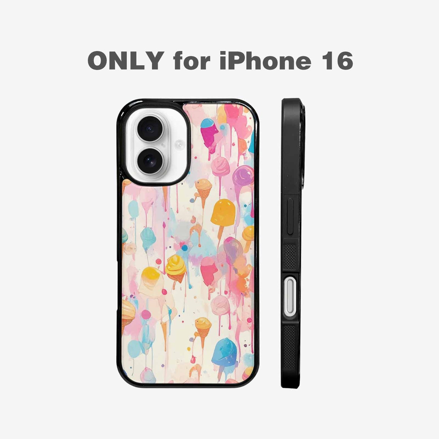 iPhone 16 Case — Ice Cream Motif Ice Cream Motifs, Custom Art Phone Cover