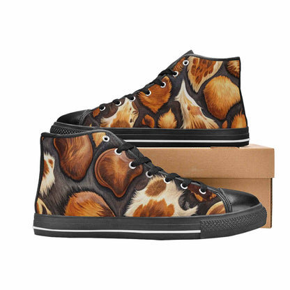 MEN'S Cow Animal Print High Top Canvas Vibrant Chaos Sneakers