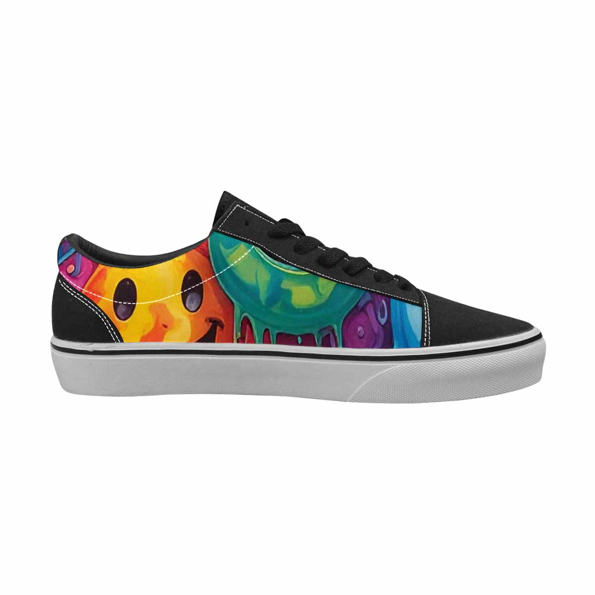WOMEN'S Smiley Facessmiley Faces  Lace-Up Canvas Vibrant Chaos Custom Sneakers