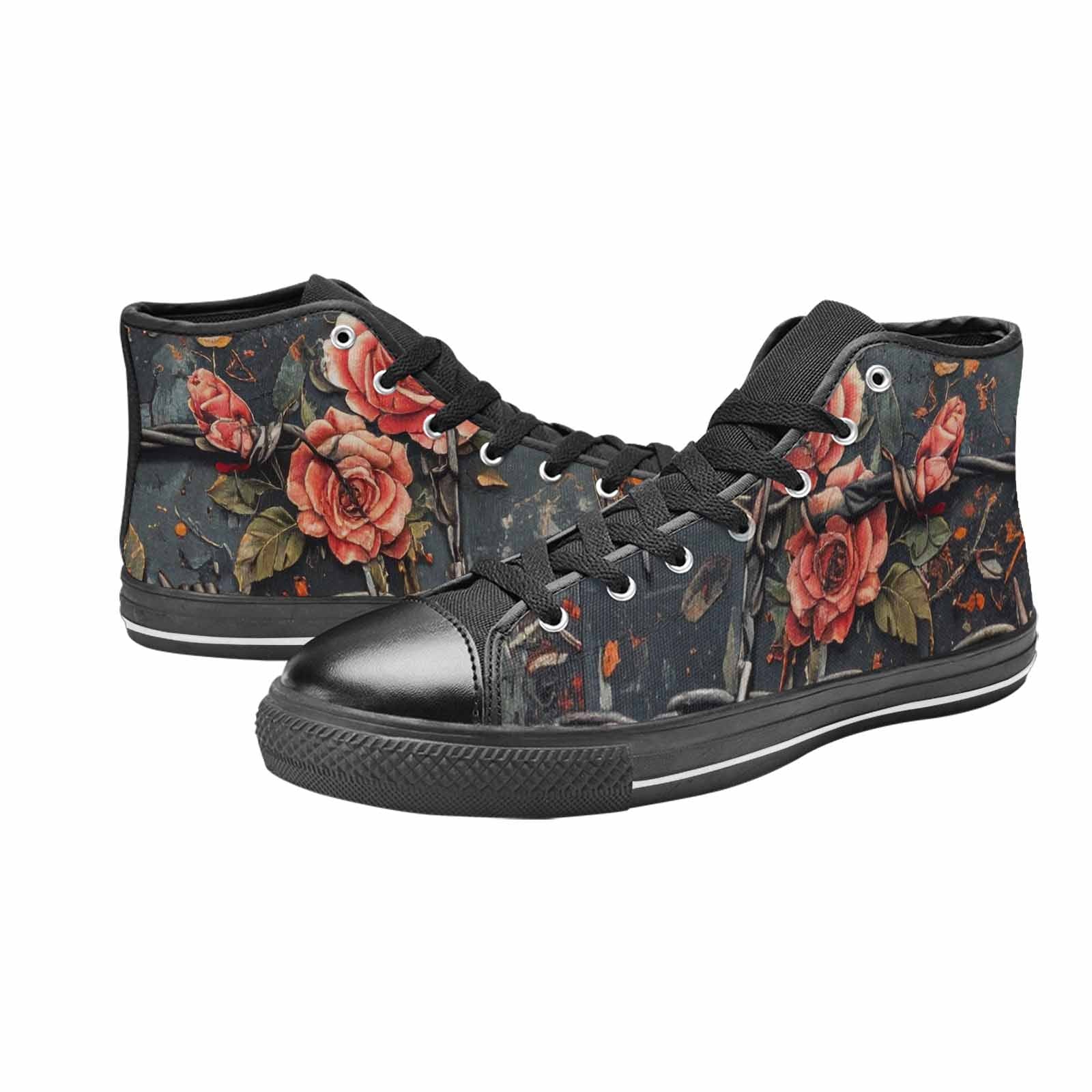 WOMEN'S Barbed Wire Chain High Top Canvas Vivid Custom Sneakers