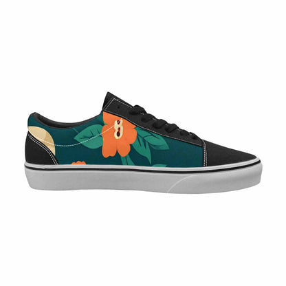 MEN'S Floral Snake Print Canvas Lace-Up Wallpaper Art Custom Shoes