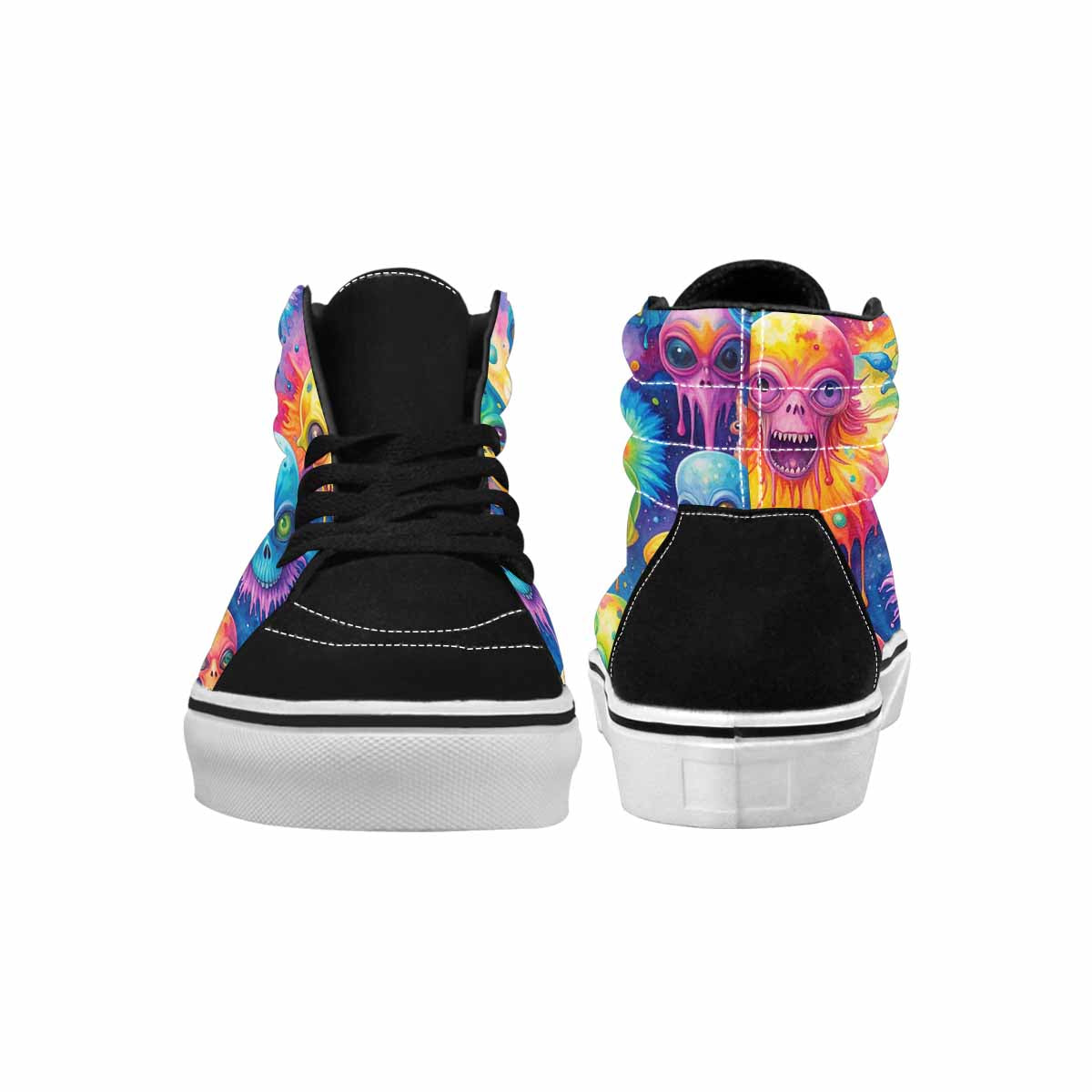 MEN'S Aliens  Tie Dye High Top Canvas Wallpaper Art Custom Sneakers