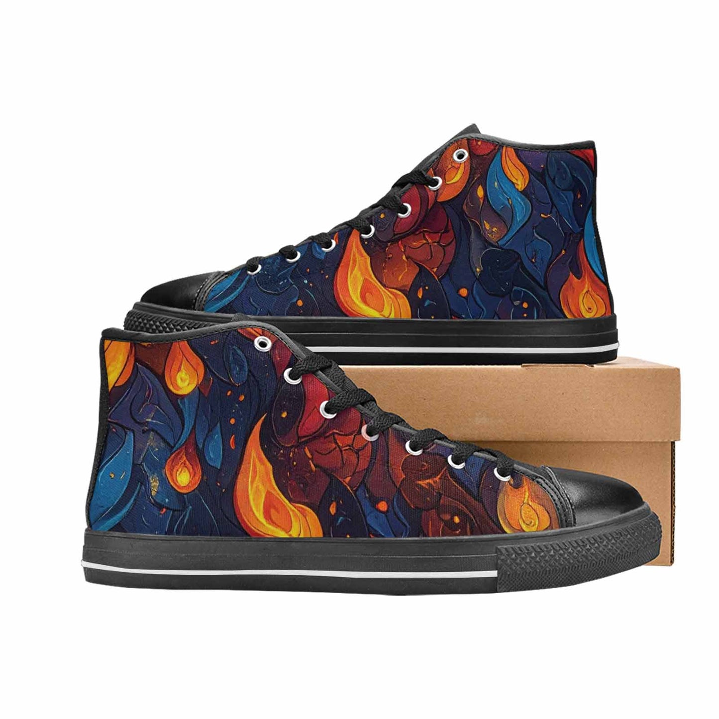 WOMEN'S Fire Flame High Top Canvas Y2K Custom Sneakers