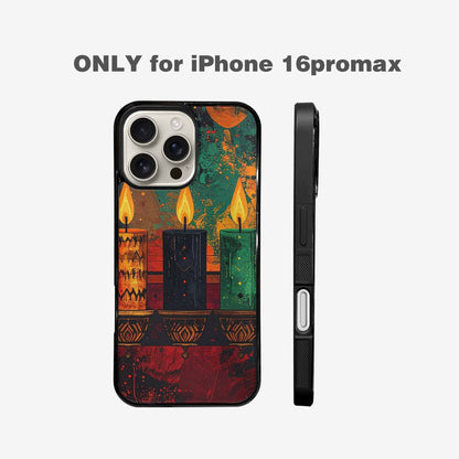 iPhone 16 Pro Max Case — Kwanzaa Kinara Pattern Seamless Repeat African, Custom Designed Case Cover