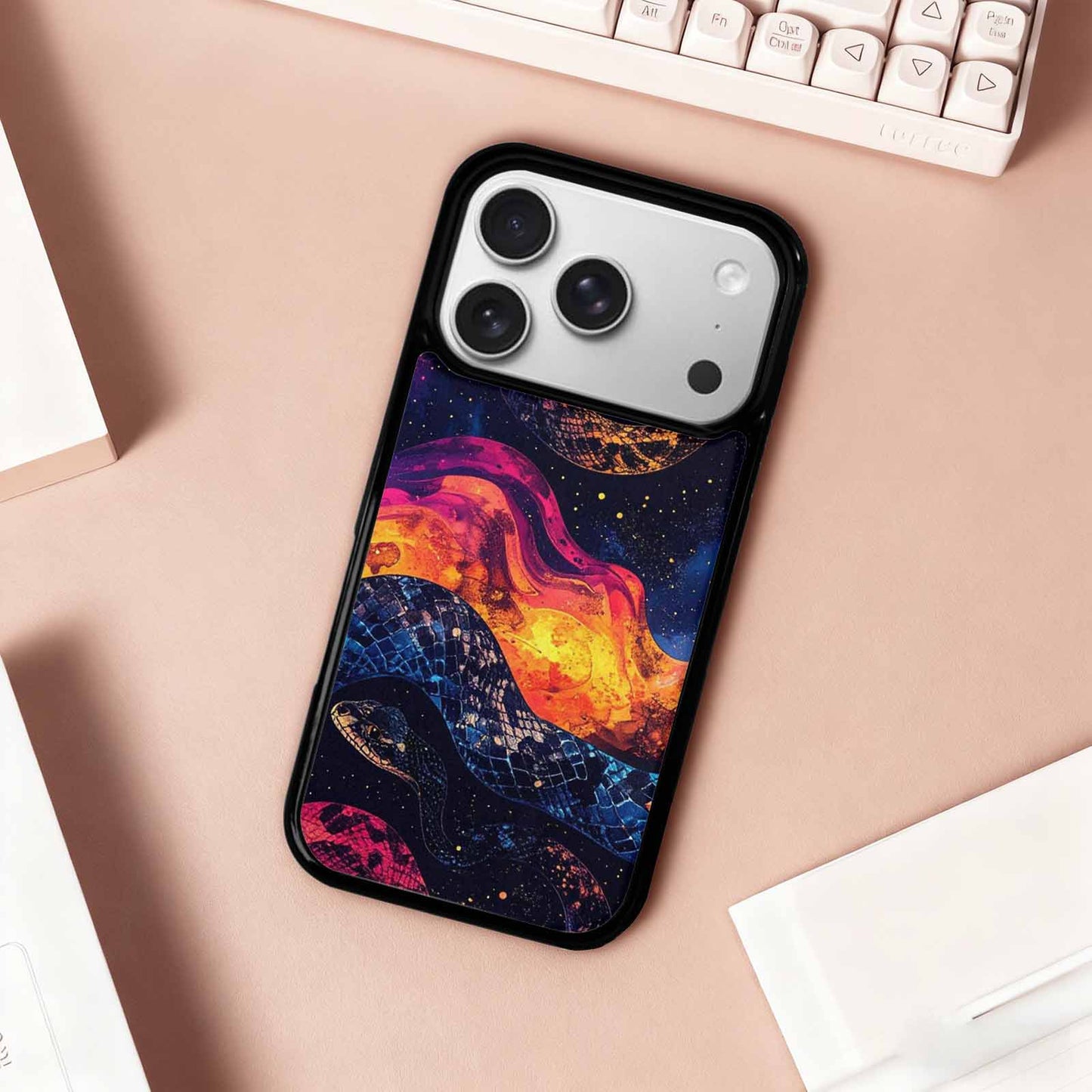 iPhone 17 Pro Case — Snake Print Galaxy Seamless Pattern Animal, Custom Printed Phone Case