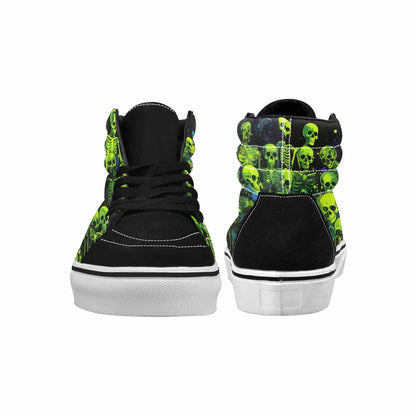 MEN'S Skeletons  Neon Green High Top Canvas Vivid Custom Sneakers