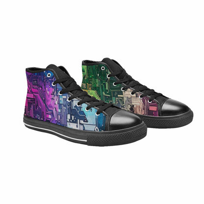 WOMEN'S Circuit Board Cyberpunk High Top Canvas Aesthetic Custom Shoes