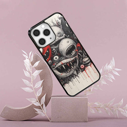 iPhone 15 Pro Max Case — Multi Eye Monster Black Red Ink, Custom Phone Case