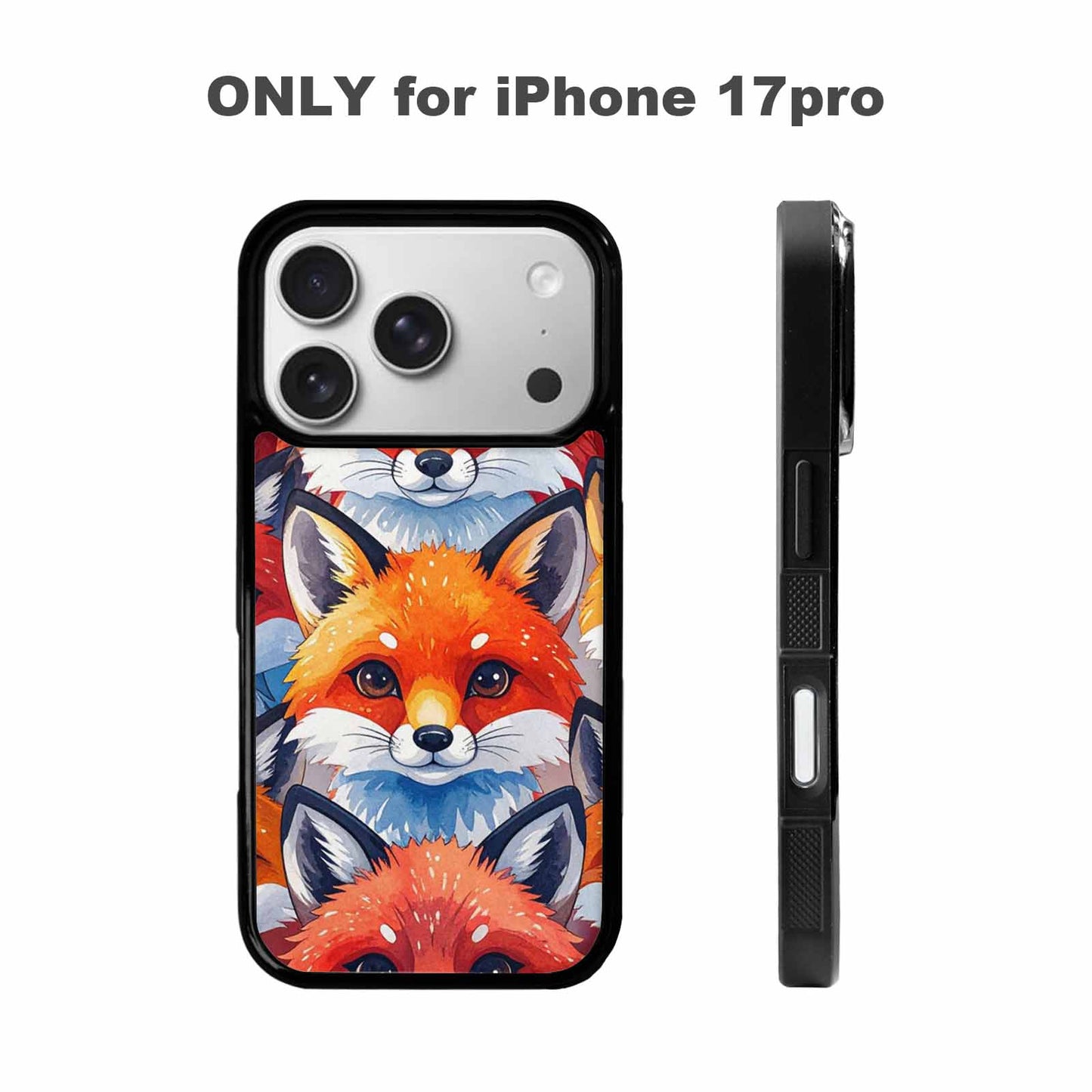 iPhone 17 Pro Case — Watercolor Kawaii Fox Faces Watercolor Abstract, Custom Printed Phone Case