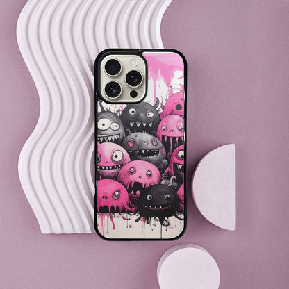 iPhone 16 Pro Max Case — Monsters General Black Pink Ink Cartoon, Custom Art Phone Cover